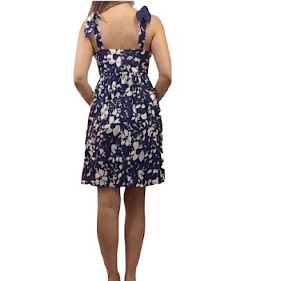 American Eagle Cotton Blue Ivory Flowy Skirt Pockets Floral Straps Lined Dress 6 - Picture 8 of 13